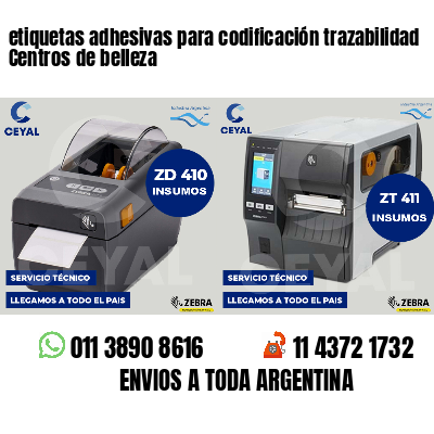 etiquetas adhesivas para codificación trazabilidad Centros de belleza
