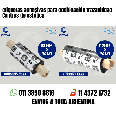 etiquetas adhesivas para codificación trazabilidad Centros de estética