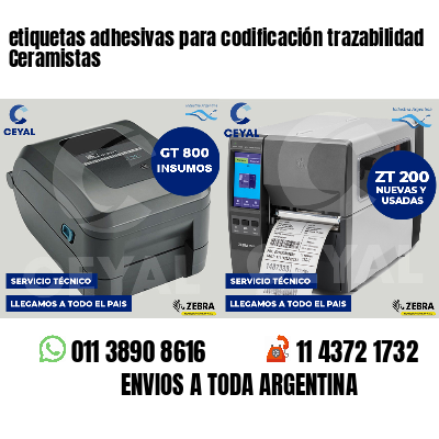 etiquetas adhesivas para codificación trazabilidad Ceramistas