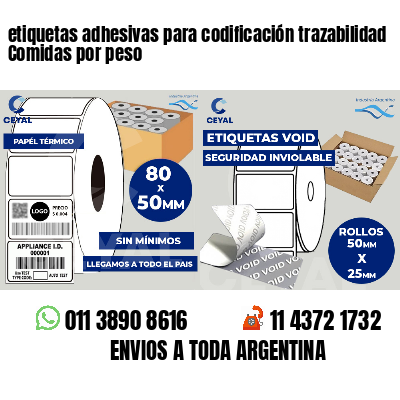 etiquetas adhesivas para codificación trazabilidad Comidas por peso
