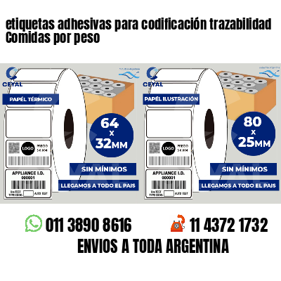 etiquetas adhesivas para codificación trazabilidad Comidas por peso
