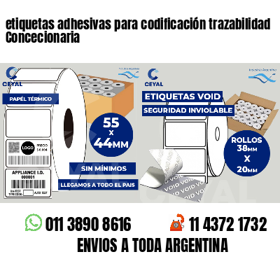 etiquetas adhesivas para codificación trazabilidad Concecionaria