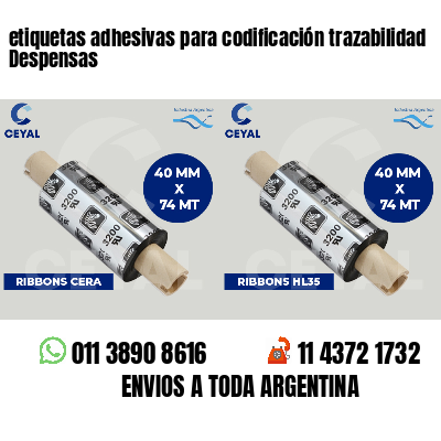 etiquetas adhesivas para codificación trazabilidad Despensas