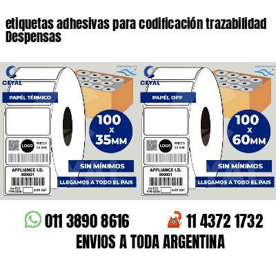 etiquetas adhesivas para codificación trazabilidad Despensas