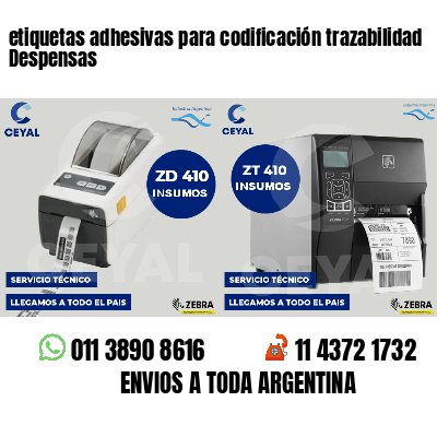 etiquetas adhesivas para codificación trazabilidad Despensas