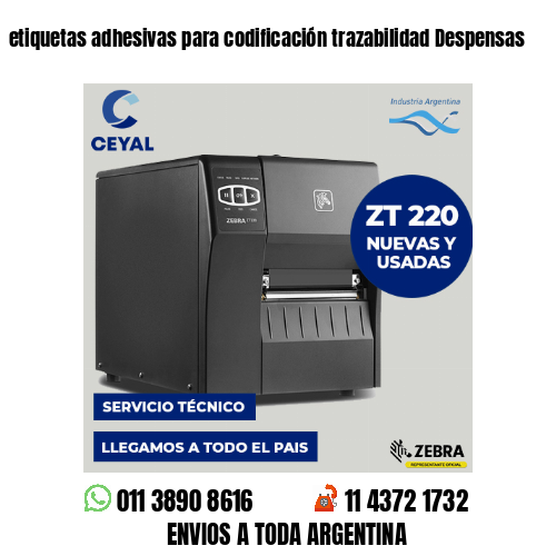 etiquetas adhesivas para codificación trazabilidad Despensas