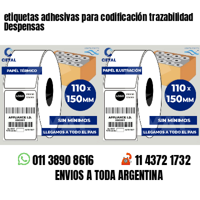 etiquetas adhesivas para codificación trazabilidad Despensas