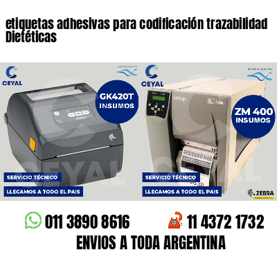 etiquetas adhesivas para codificación trazabilidad Dietéticas