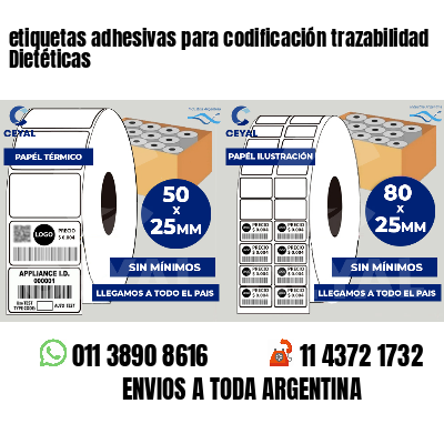 etiquetas adhesivas para codificación trazabilidad Dietéticas