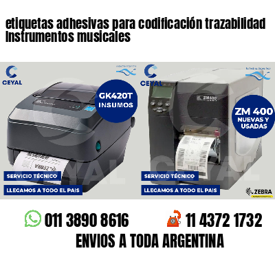 etiquetas adhesivas para codificación trazabilidad Instrumentos musicales