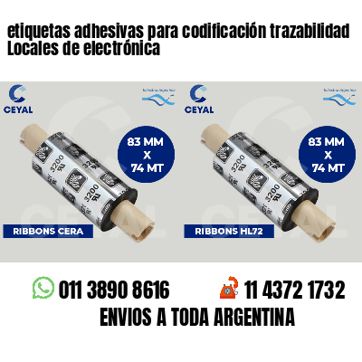 etiquetas adhesivas para codificación trazabilidad Locales de electrónica