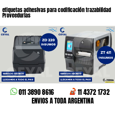 etiquetas adhesivas para codificación trazabilidad Proveedurías