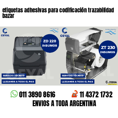 etiquetas adhesivas para codificación trazabilidad bazar