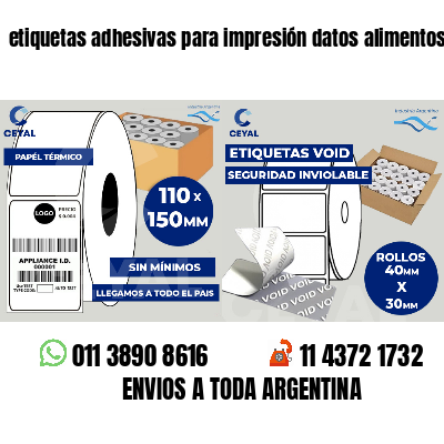 etiquetas adhesivas para impresión datos alimentos