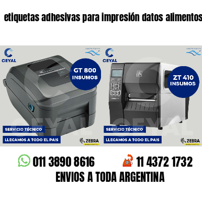 etiquetas adhesivas para impresión datos alimentos