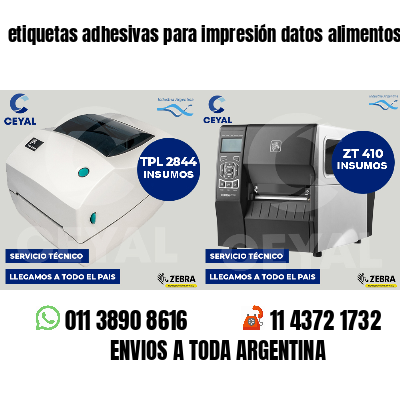 etiquetas adhesivas para impresión datos alimentos
