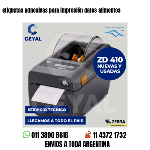 etiquetas adhesivas para impresión datos alimentos