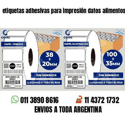 etiquetas adhesivas para impresión datos alimentos