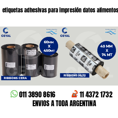 etiquetas adhesivas para impresión datos alimentos