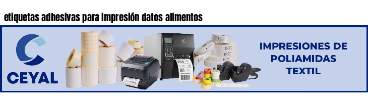 etiquetas adhesivas para impresión datos alimentos