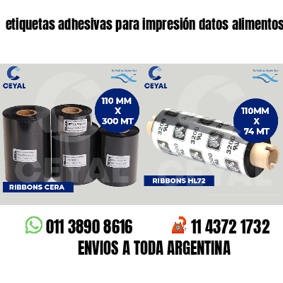 etiquetas adhesivas para impresión datos alimentos
