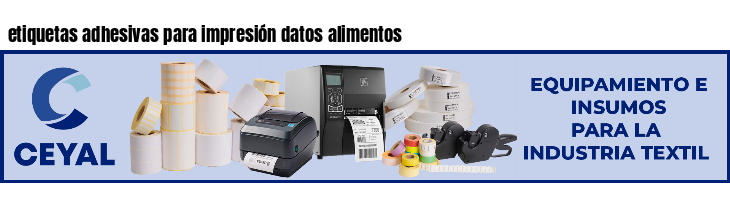 etiquetas adhesivas para impresión datos alimentos