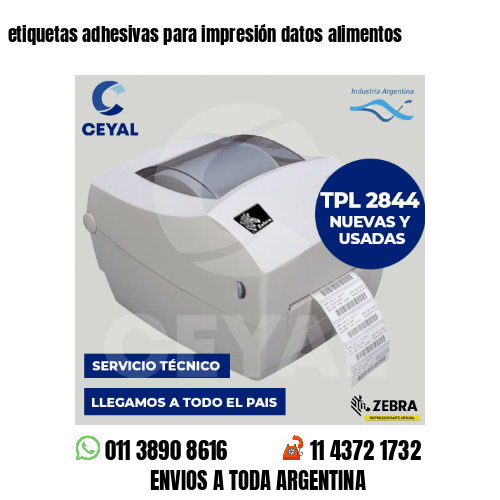 etiquetas adhesivas para impresión datos alimentos