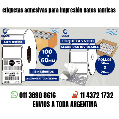 etiquetas adhesivas para impresión datos fabricas