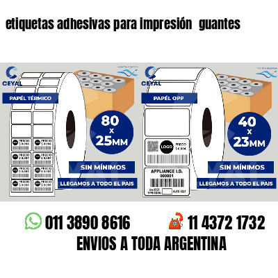 etiquetas adhesivas para impresión  guantes