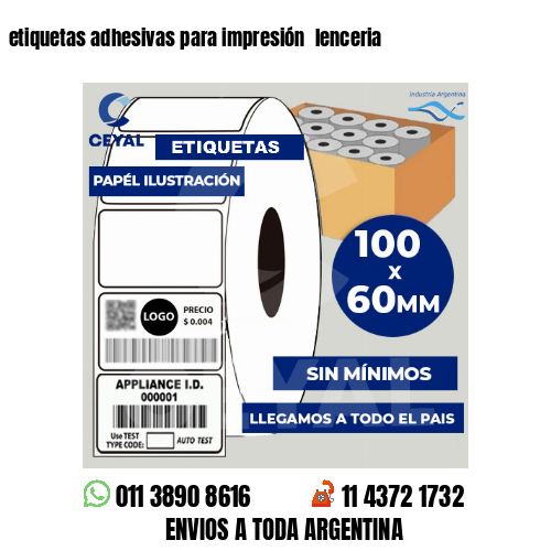 etiquetas adhesivas para impresión  lenceria