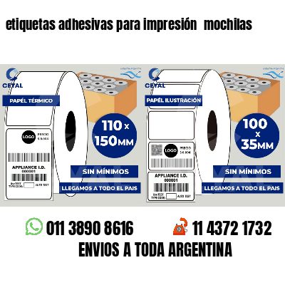 etiquetas adhesivas para impresión  mochilas