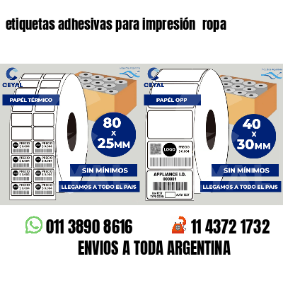 etiquetas adhesivas para impresión  ropa