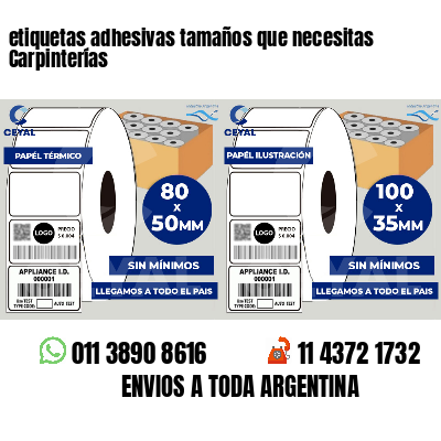 etiquetas adhesivas tamaños que necesitas Carpinterías