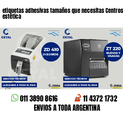 etiquetas adhesivas tamaños que necesitas Centros de estética