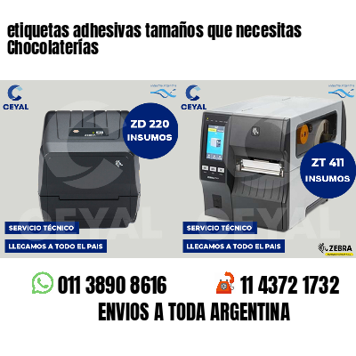 etiquetas adhesivas tamaños que necesitas Chocolaterías
