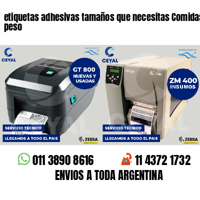 etiquetas adhesivas tamaños que necesitas Comidas por peso