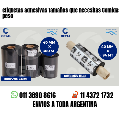 etiquetas adhesivas tamaños que necesitas Comidas por peso