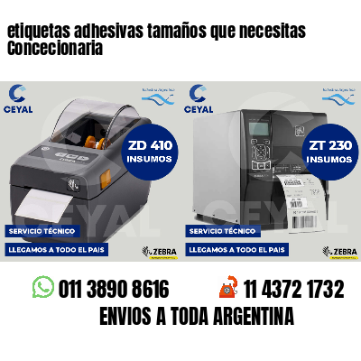 etiquetas adhesivas tamaños que necesitas Concecionaria
