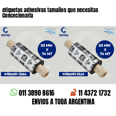 etiquetas adhesivas tamaños que necesitas Concecionaria