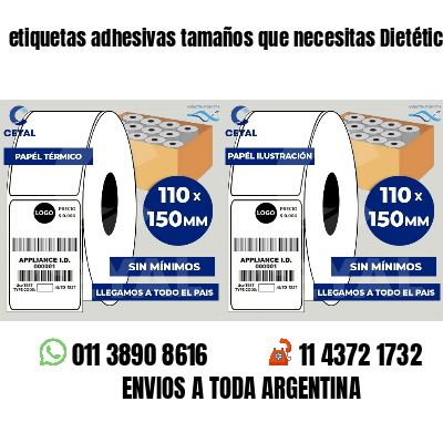 etiquetas adhesivas tamaños que necesitas Dietéticas