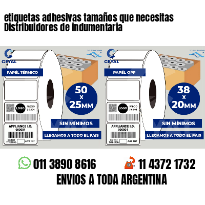 etiquetas adhesivas tamaños que necesitas Distribuidores de indumentaria