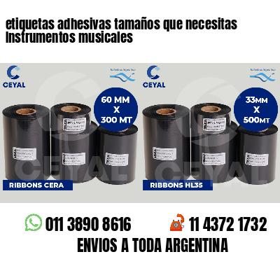 etiquetas adhesivas tamaños que necesitas Instrumentos musicales