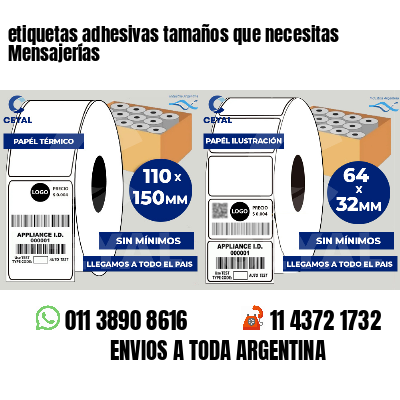 etiquetas adhesivas tamaños que necesitas Mensajerías