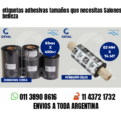 etiquetas adhesivas tamaños que necesitas Salones de belleza