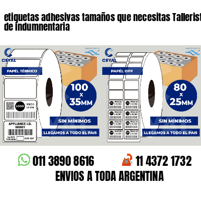 etiquetas adhesivas tamaños que necesitas Talleristas de indumnentaria