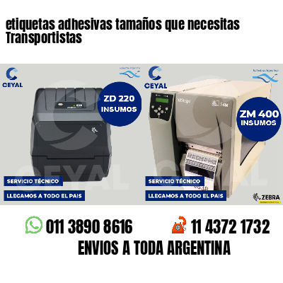 etiquetas adhesivas tamaños que necesitas Transportistas