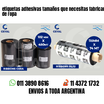 etiquetas adhesivas tamaños que necesitas fabricantes de ropa