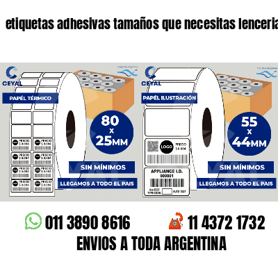 etiquetas adhesivas tamaños que necesitas lenceria