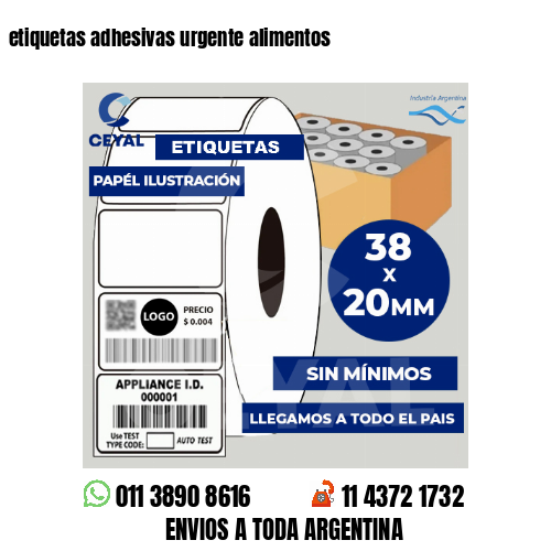 etiquetas adhesivas urgente alimentos