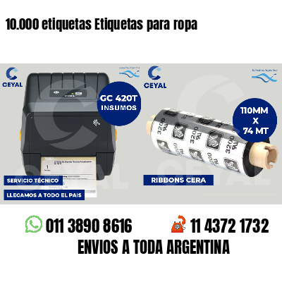 10.000 etiquetas Etiquetas para ropa